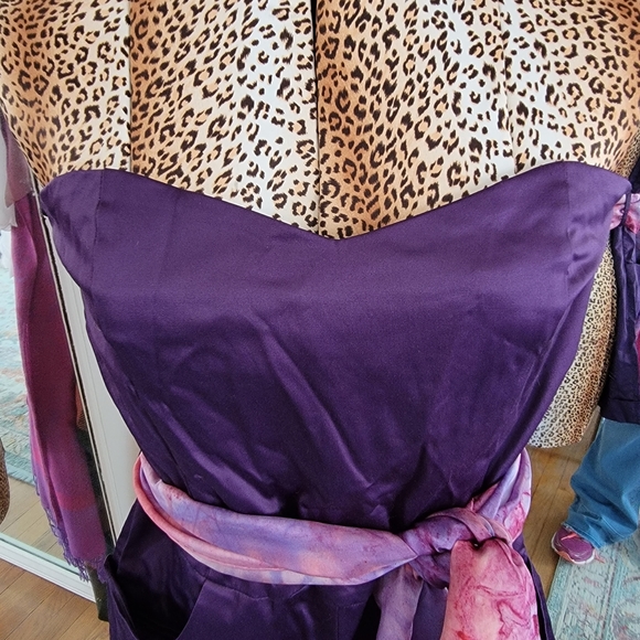 21 Purple Satin Tube Top Romper with pockets!!! - Picture 5 of 10